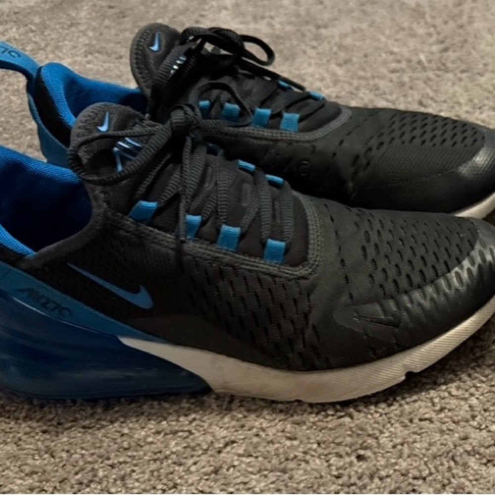 Nike Air Max 270 Black and Blue Athletic Sneakers
